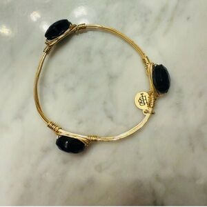 Bourbon and Bowties Gold Bracelet with Black Stones